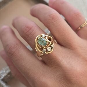 Vintage 14k Gold Emerald And Diamond Ring